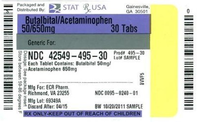 Butal_apap  42549  Label Image (Butal Apap 50 650 mg Label  42549)